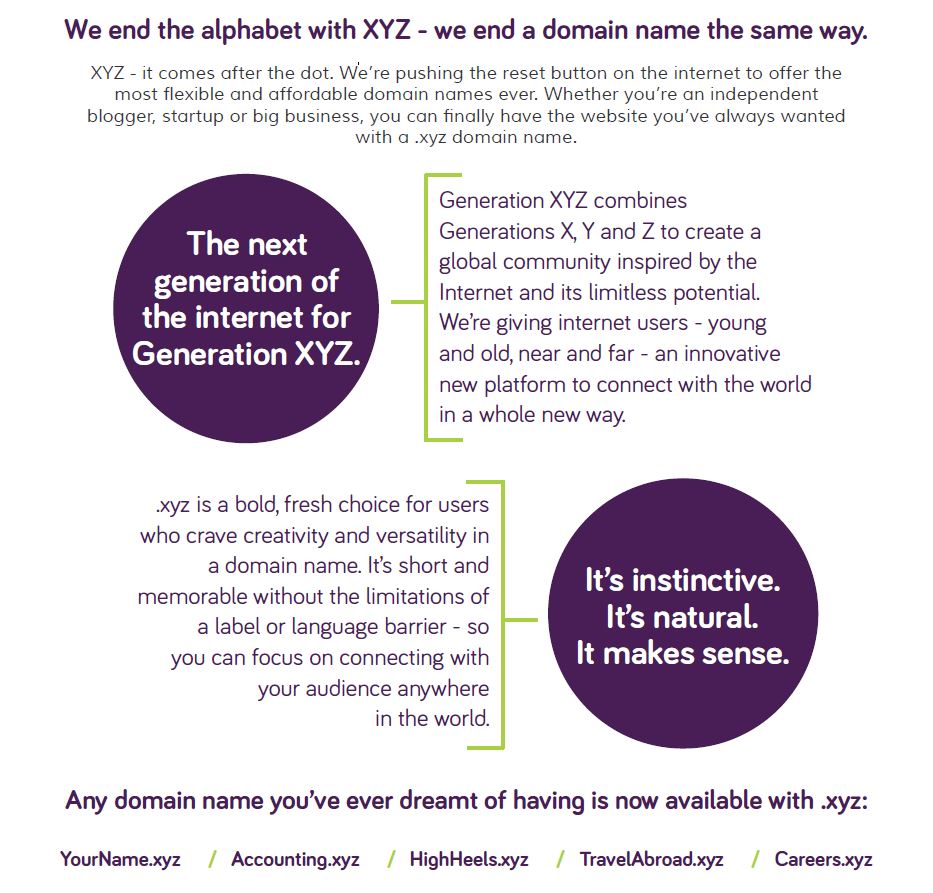 .XYZ Top Level Domain - The next generation of the internet for Generation XYZ.